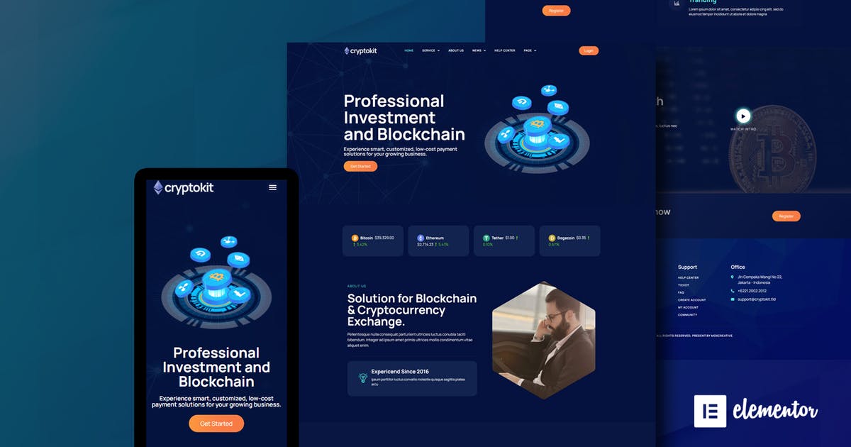 Cryptokit – Blockchain Cryptocurrency Elementor Template Kit
