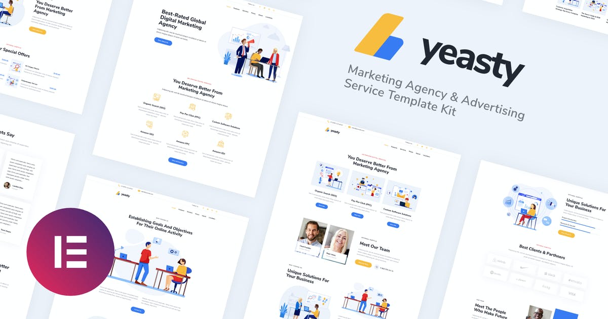 Yeasty | Marketing Agency & Advertising Service Elementor Template Kit