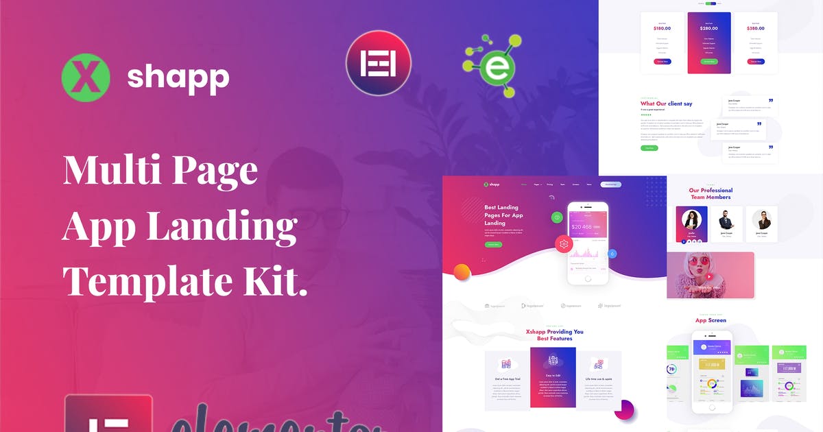 Xshapp – App Landing Elementor Template Kit