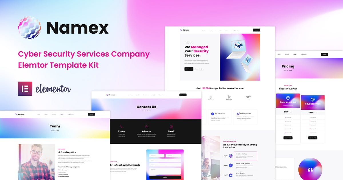 Namex – Cyber Security Services Company Elementor Template Kit