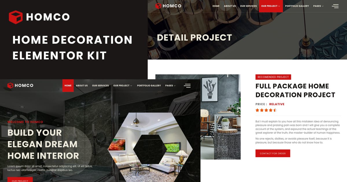 Homco – Home Interior Design Services Elementor Template Kit