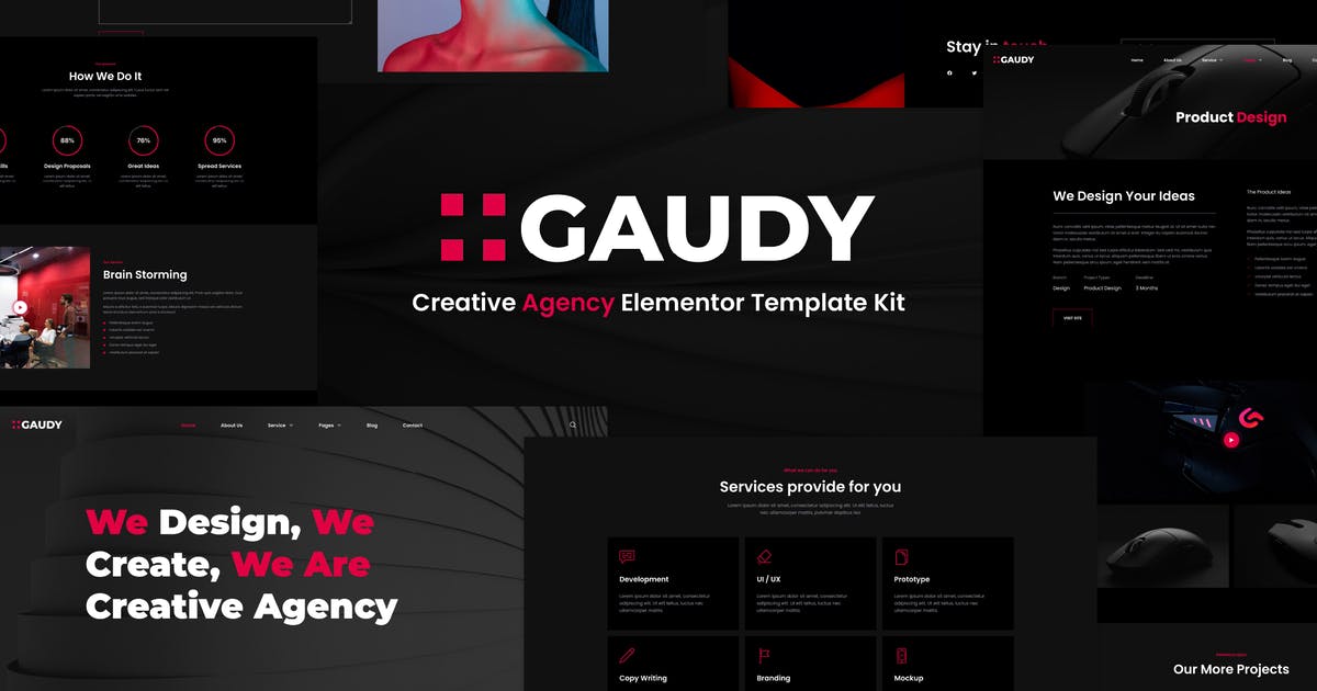 Gaudy – Dark Digital Agency Elementor Template Kit