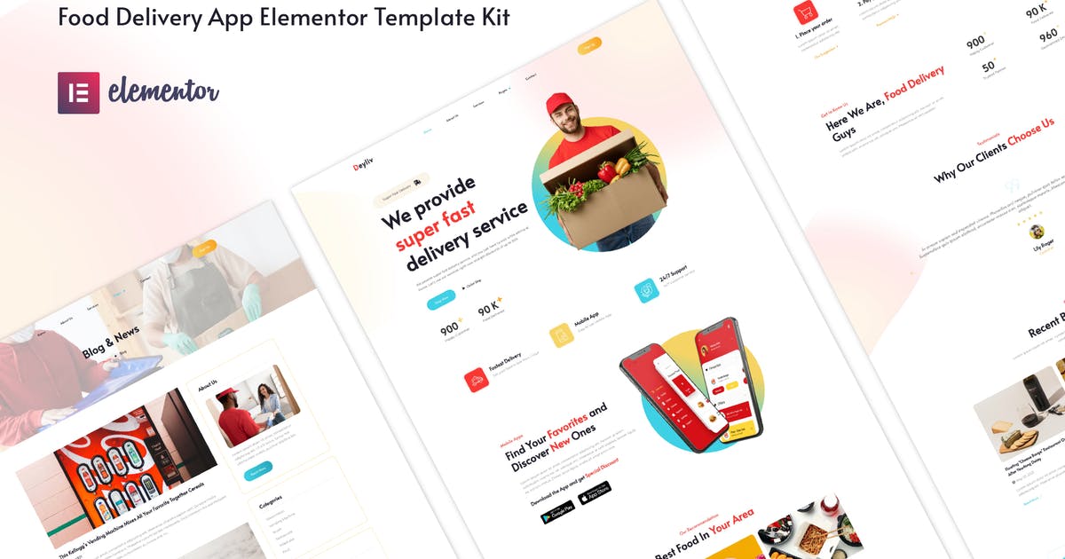 Deyliv – Food Delivery App Elementor Template Kit