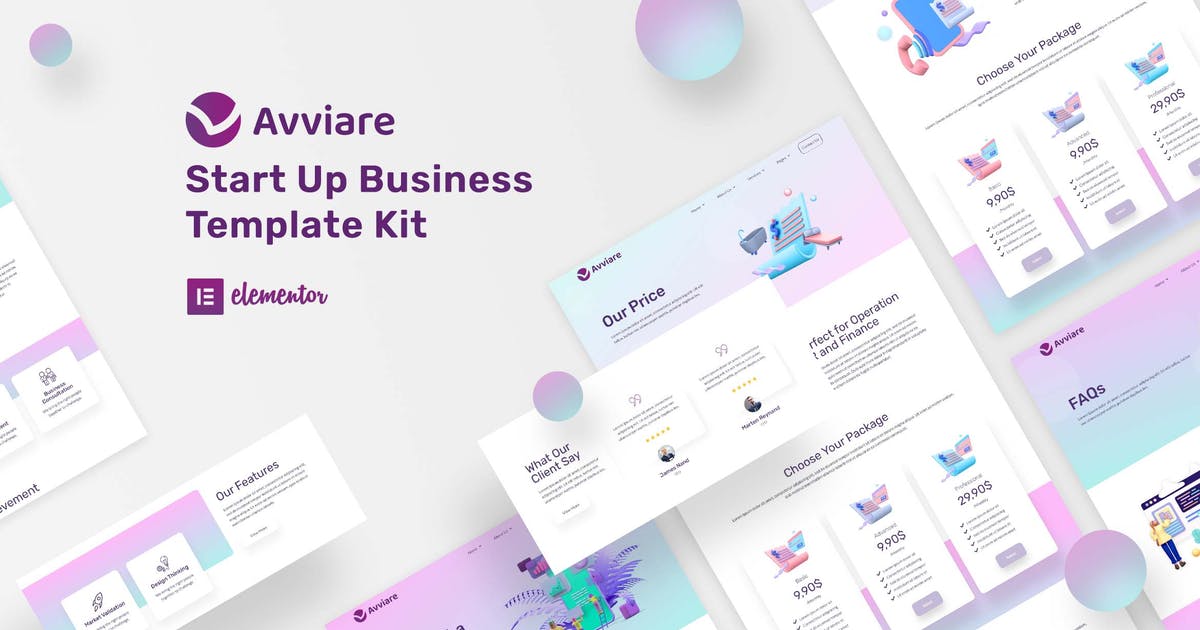 Avviare Start Up Business Elementor Template Kit