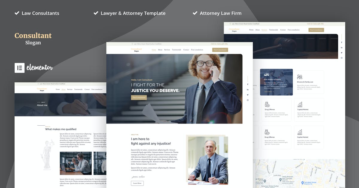 Consultants – Lawyer & Attorney Elementor Template Kits