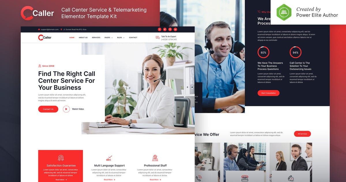 Callerr – Call Center Service & Telemarketing Elementor Template Kit
