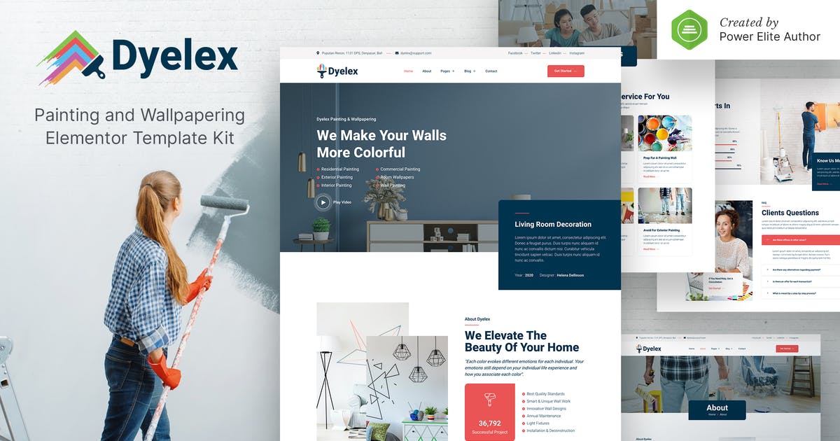 Dyelex – Painting & Wallpapering Service Elementor Template Kit
