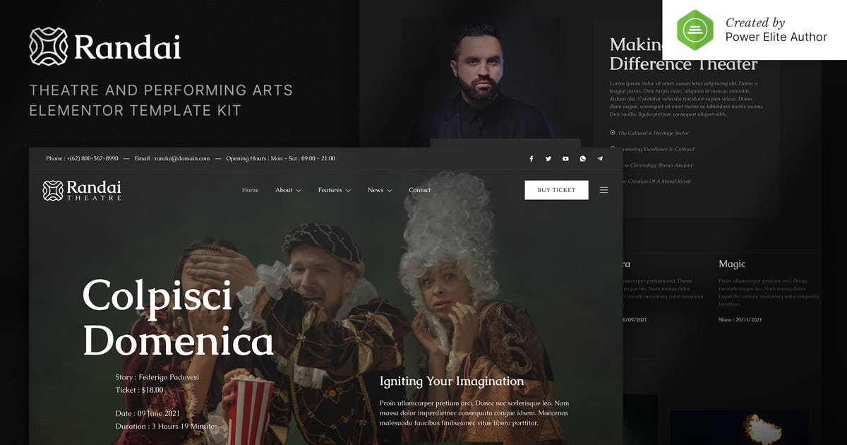 Randai – Theater Entertainment & Performing Arts Elementor Template Kit