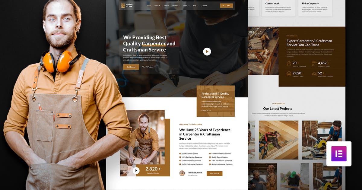 Woodzone – Carpenter & Craftsman Elementor Template Kit