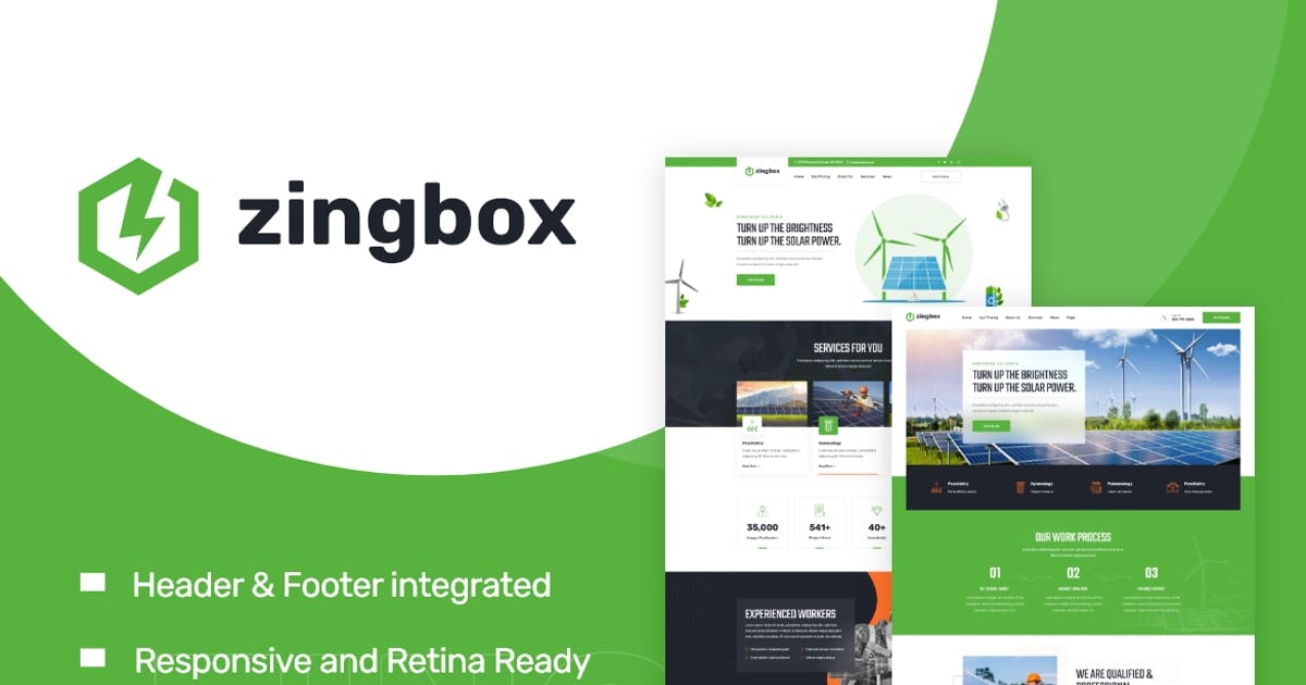 Zingbox – Wind & Solar Energy Elementor Template Kit