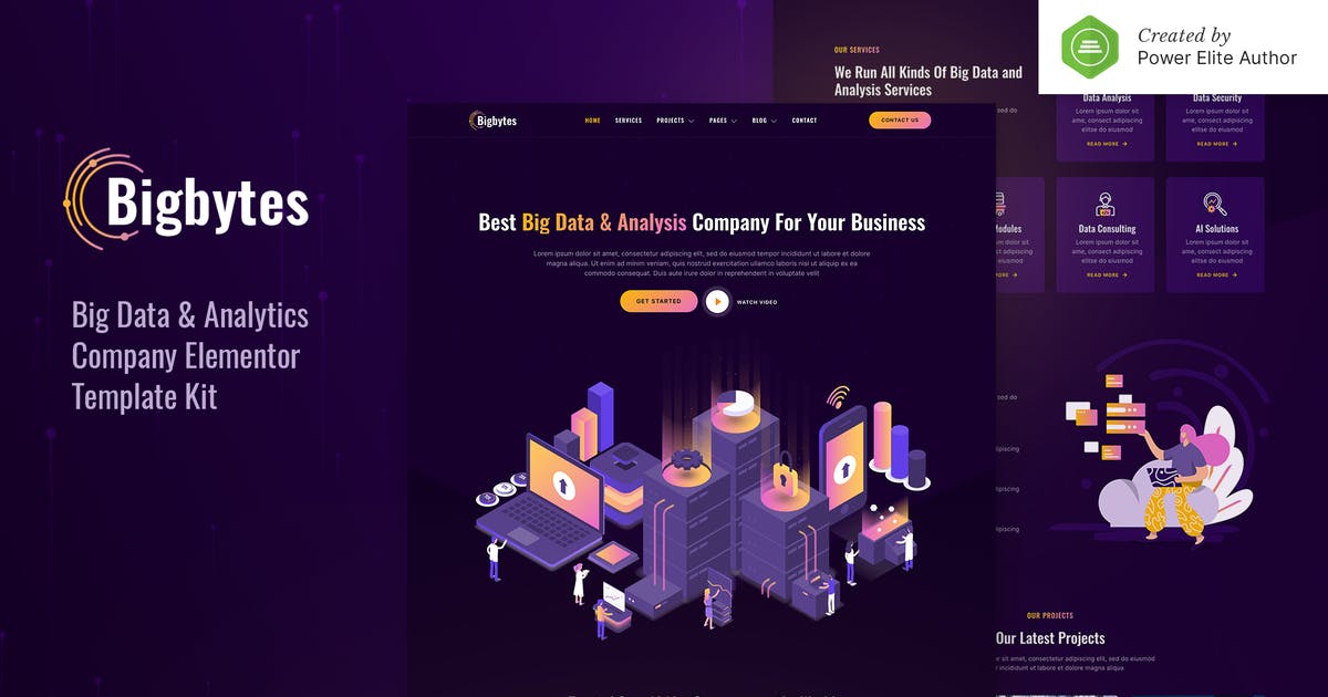 Bigbytes – Big Data & Analytics Company Elementor Template Kit