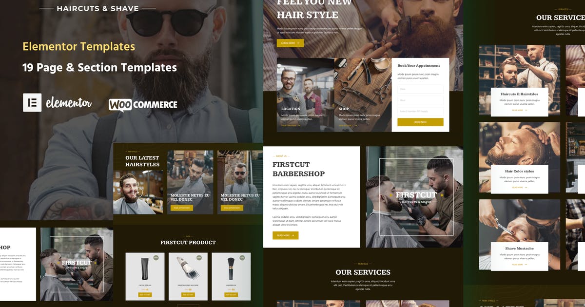 FirstCut – Barbershop & Men’s Grooming Elementor Template Kit
