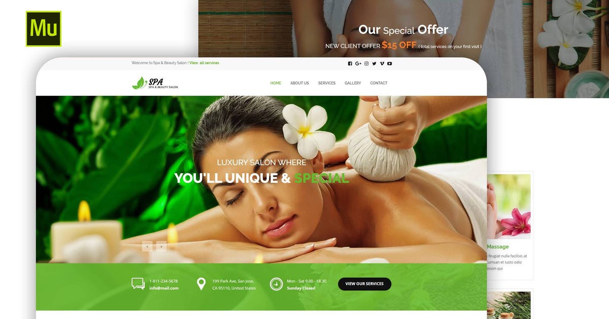 Spa and Beauty Adobe Muse Template