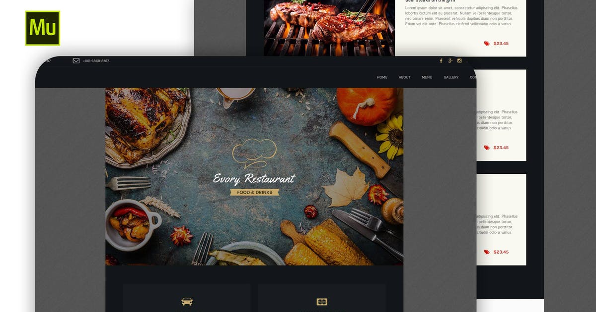 Evory – Responsive Restaurant Adobe Muse Template