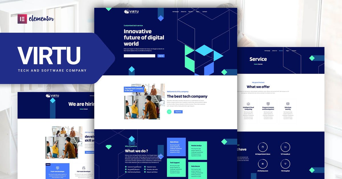 Virtu – Tech & Software Company Elementor Template kit