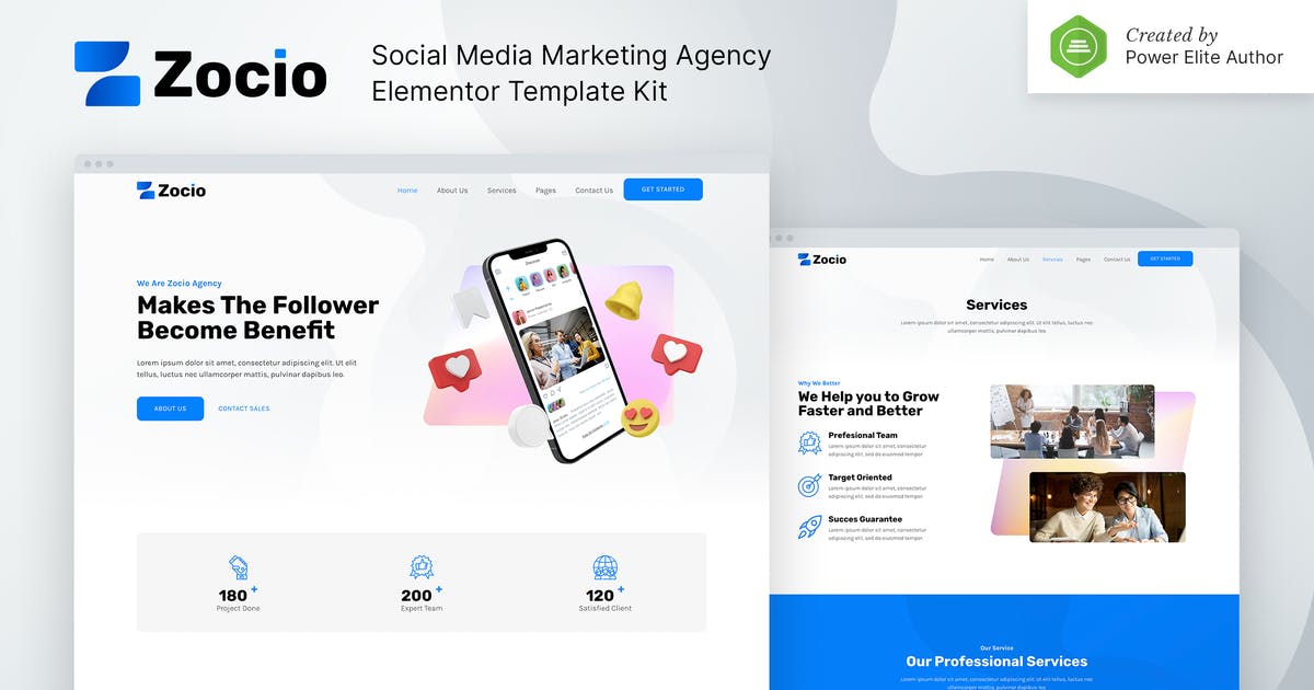 Zocio – Social Media Marketing Agency Elementor Template Kit