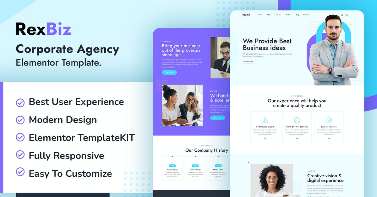 Rexbiz – Corporate Agency Elementor Template Kit