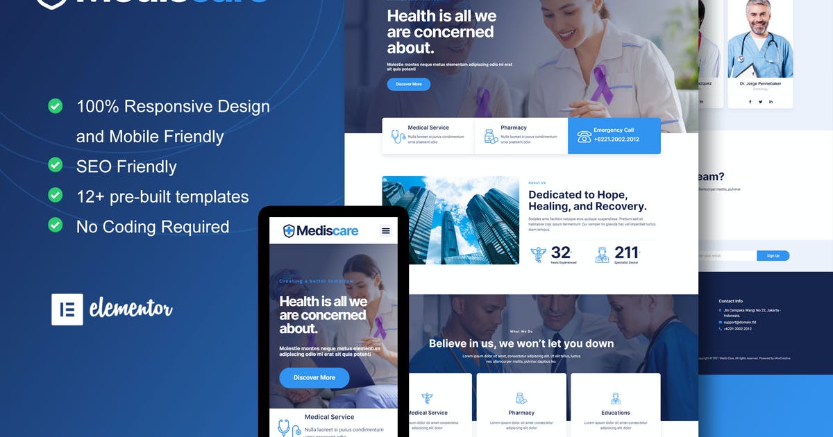 MedisCare – Medical Service Elementor Template Kit