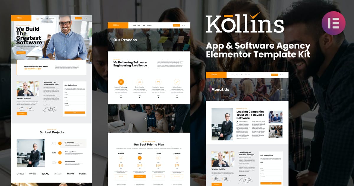 Kollins – App & Software Agency Elementor Template Kit