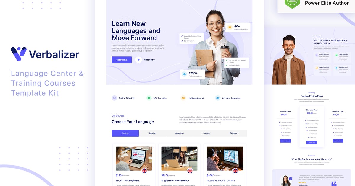 Verbalizer – Language Courses & Learning Center Elementor Template Kit
