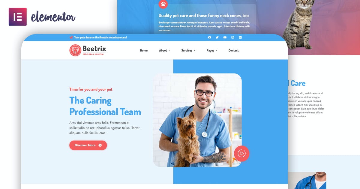 Beetrix – Pet Clinic & Hospital Elementor Template Kit