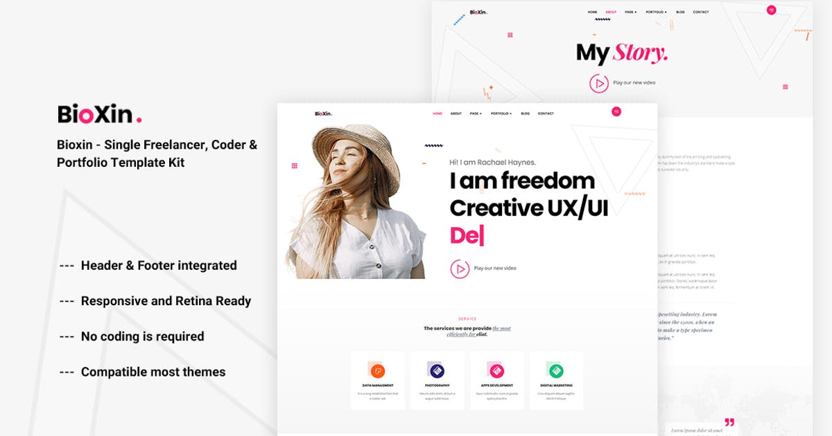 Bioxin – Single Freelancer CV & Portfolio Elementor Template Kit