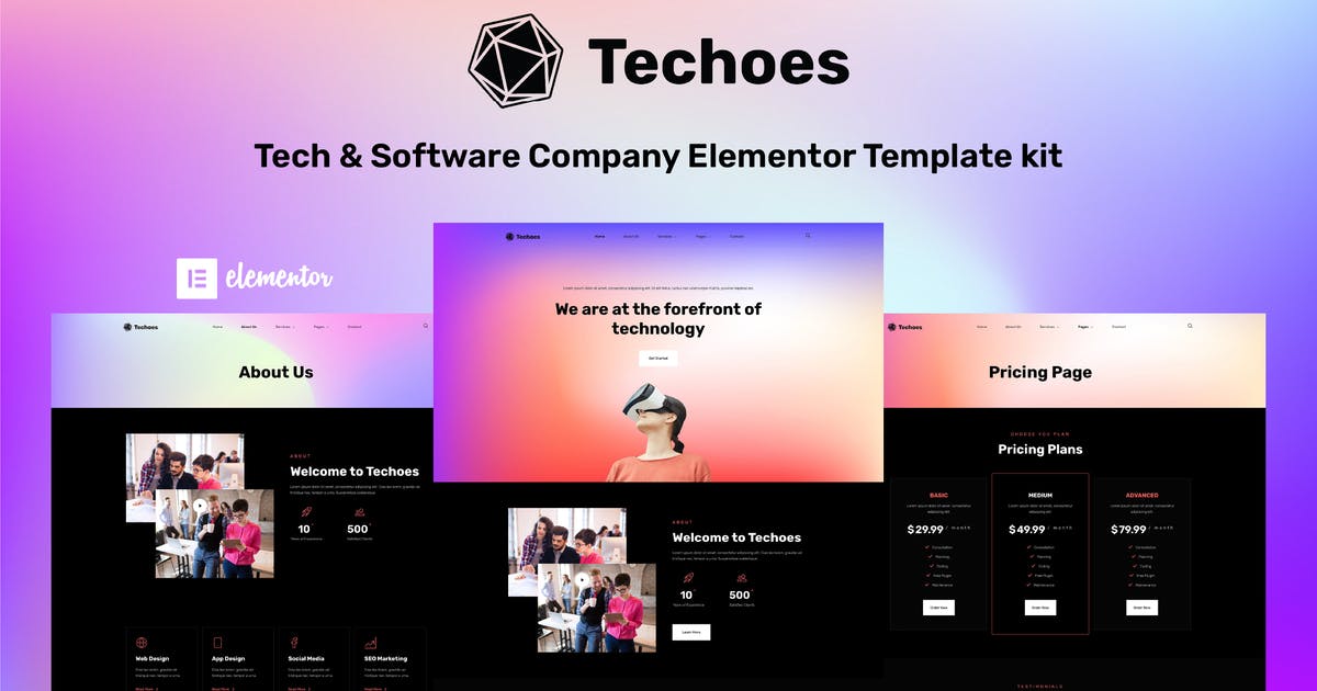 Techoes – Tech & Software Company Elementor Template kit