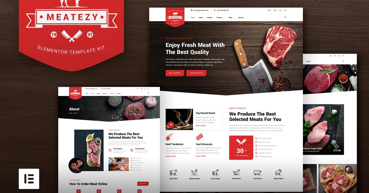 Meatezy – Meat Shop & Butcher Elementor Template Kit