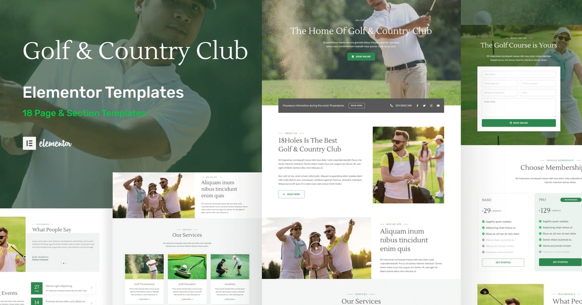 18Holes – Golf & Country Club Website Elementor Template Kit
