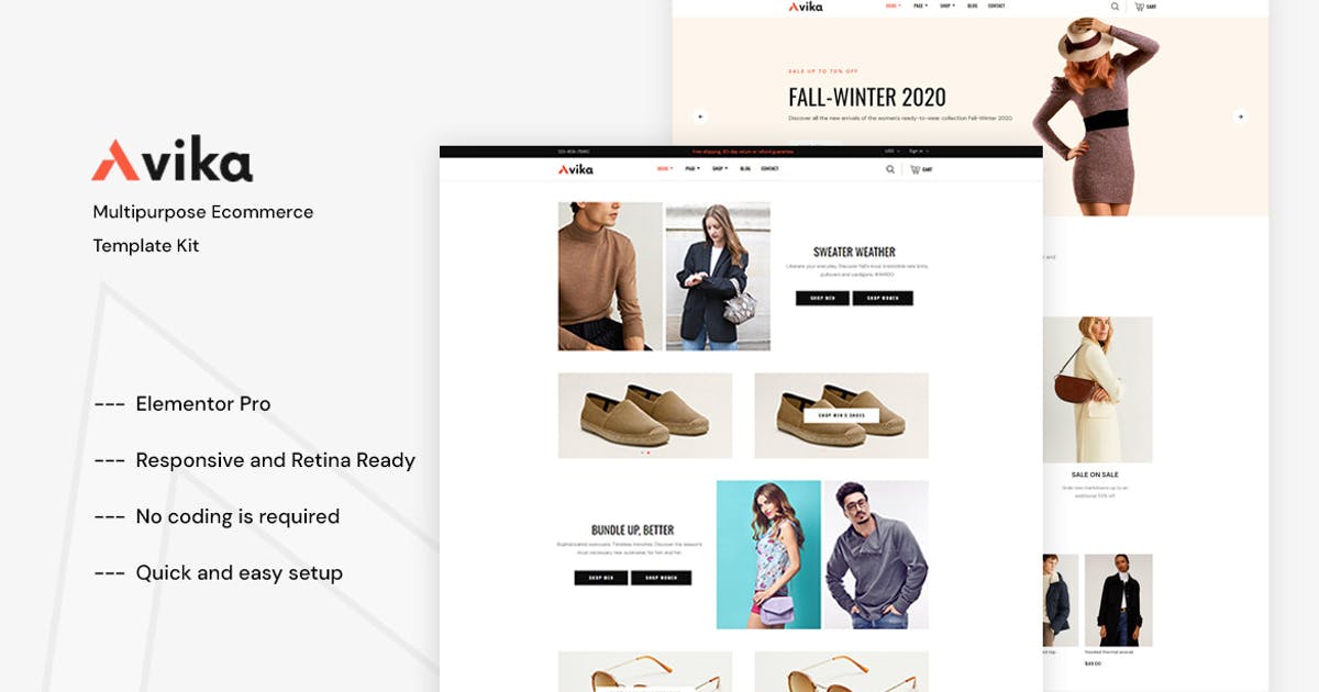 Avika – Multipurpose eCommerce Elementor Pro Template Kit