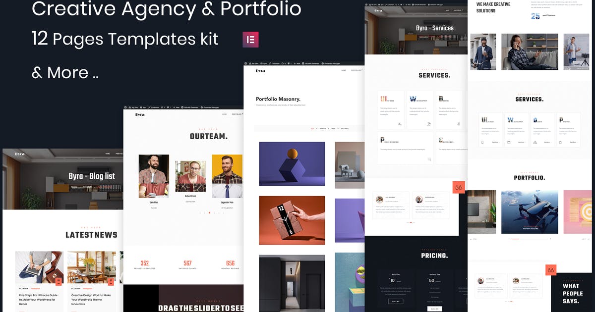 Byra – Creative Agency & Modern Portfolio Elementor Template Kit