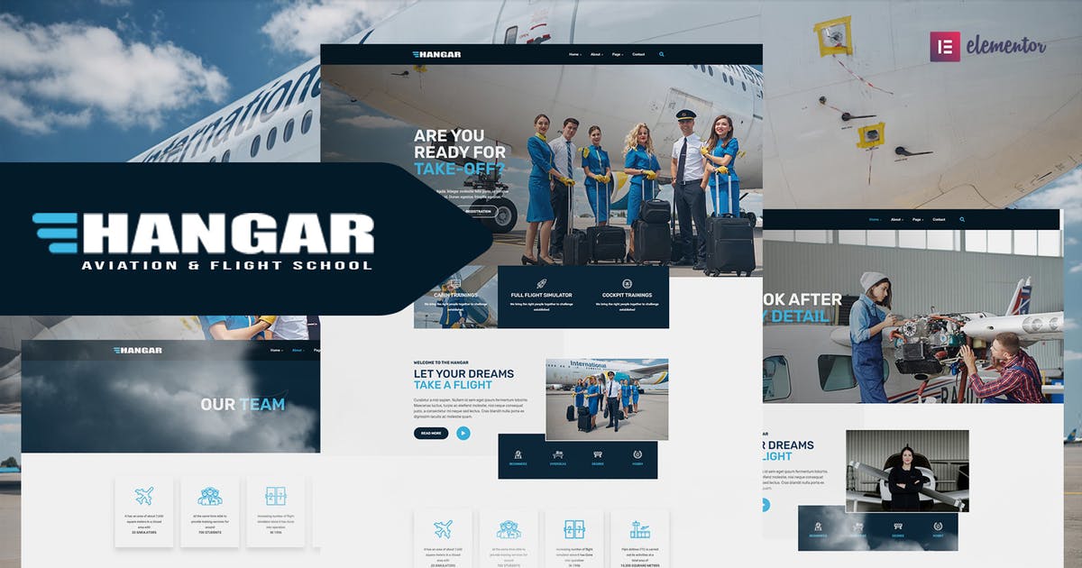 Hangar – Aviation & Flight School Elementor Template Kit