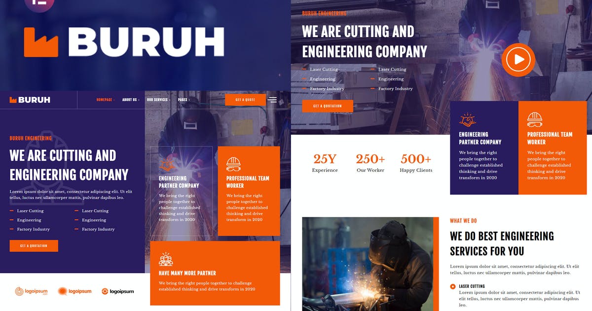 Buruh – Laser Cutting & Engineering Company Elementor Template Kit