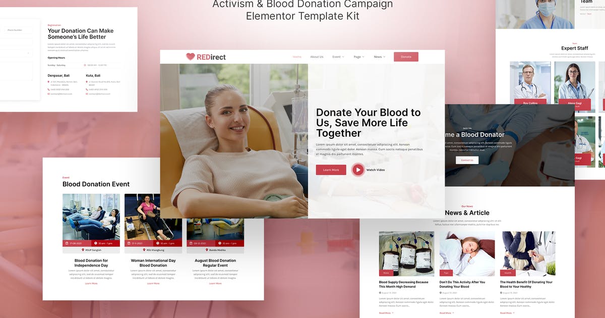 Redirect – Blood Donation Campaign & Activism Elementor Template Kit