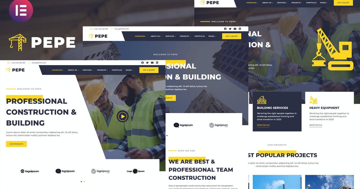 Pepe – Building & Construction Business Services Elementor Template Kit