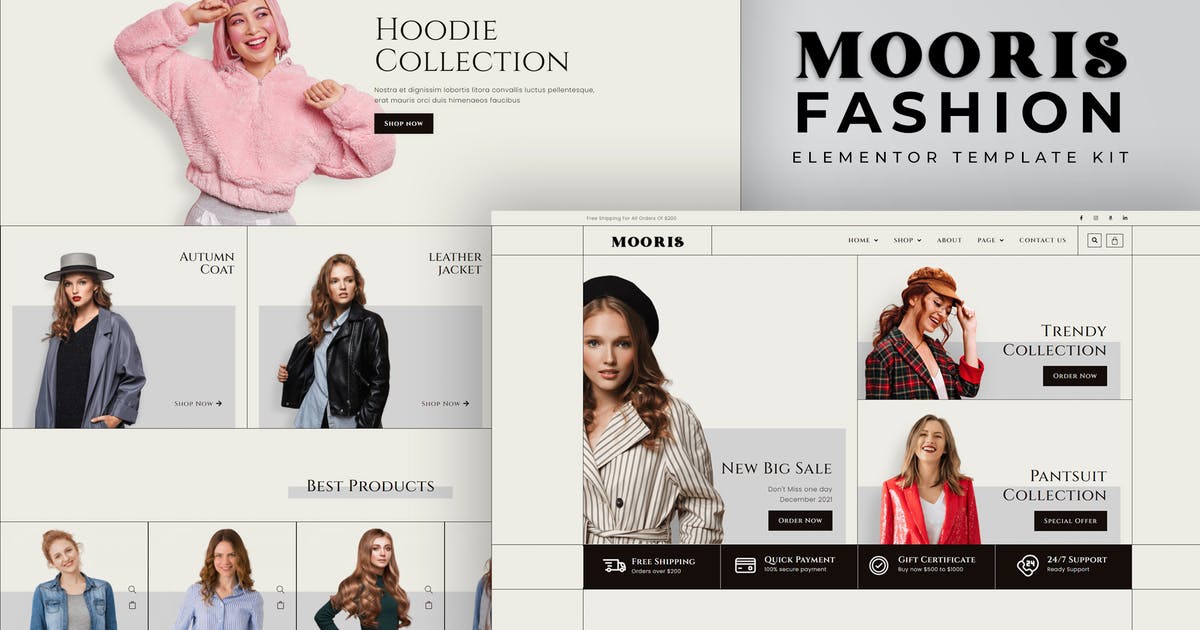 Mooris – WooCommerce Fashion Elementor Template Kit