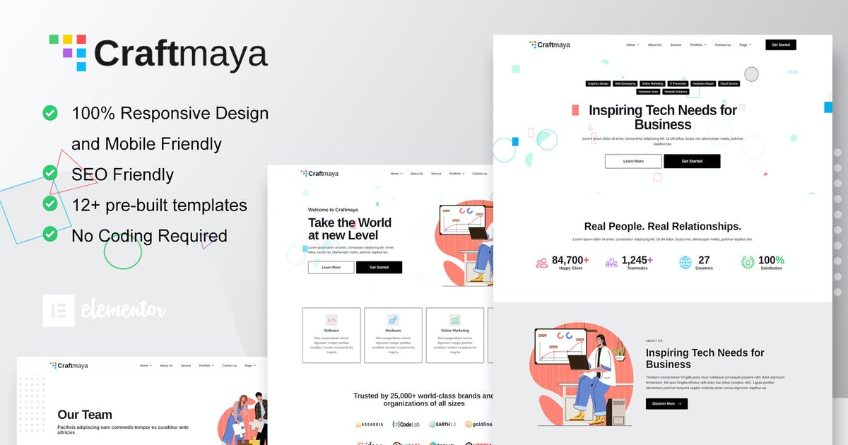 CraftMaya – IT Solutions & Services Company Elementor Template Kit