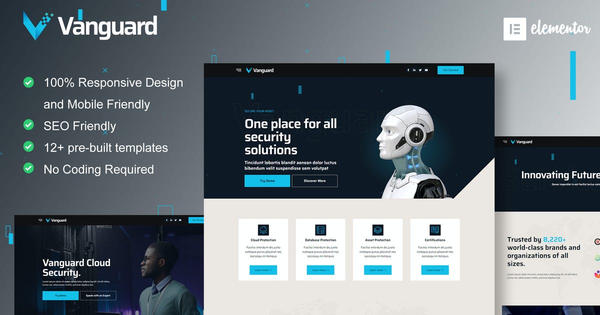 Vanguard – Cyber Security Service Elementor Template Kit