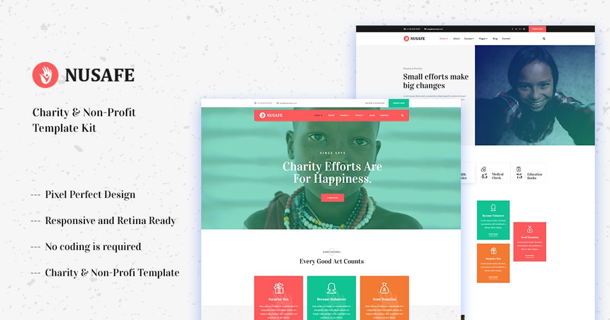 Nusafe – Charity & Non-Profit Elementor Template Kit