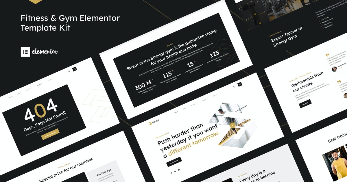 Strongr – Fitness & Gym Elementor Template Kit