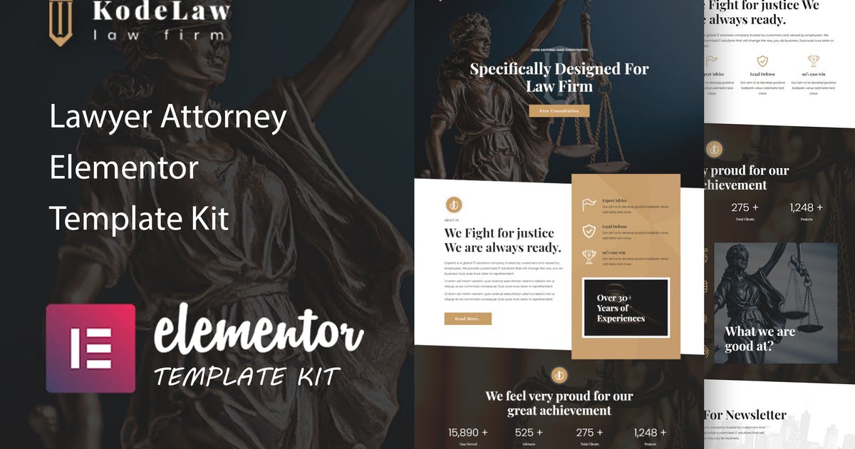 Kodelaw – Lawyer Attorney Elementor Template Kit
