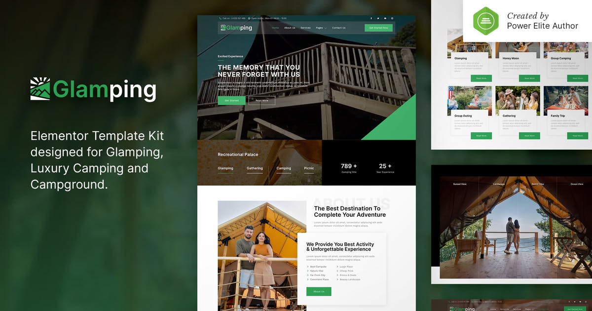 Glamping – Luxury Camping & Campground Elementor Template Kit