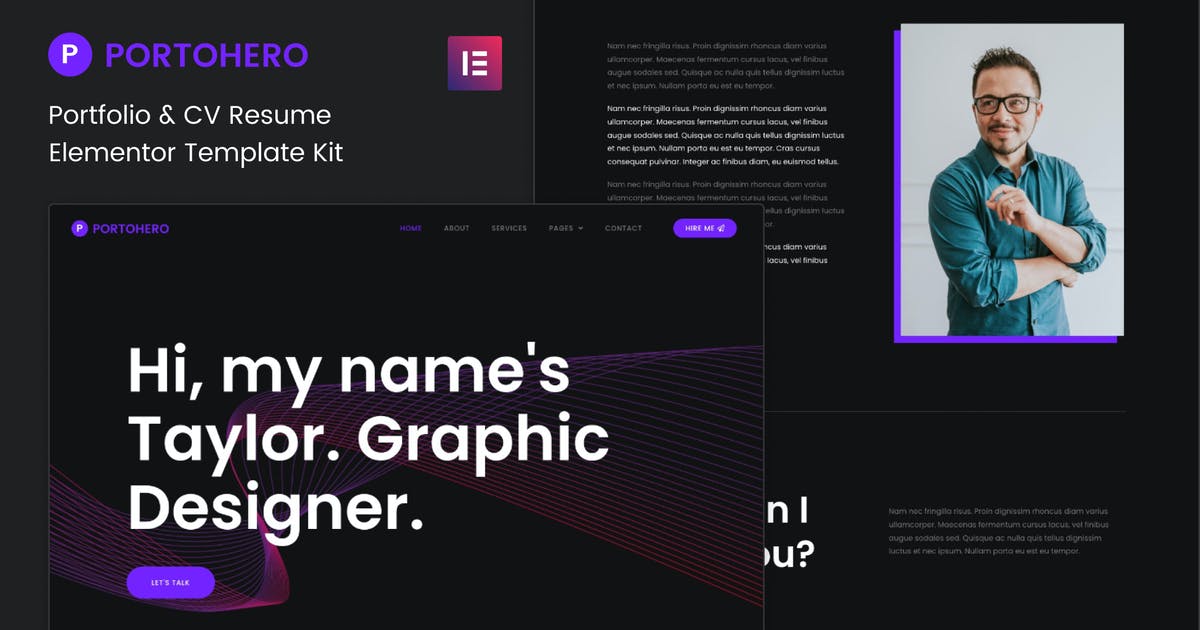 Portohero – Personal Portfolio & CV Elementor Template Kit
