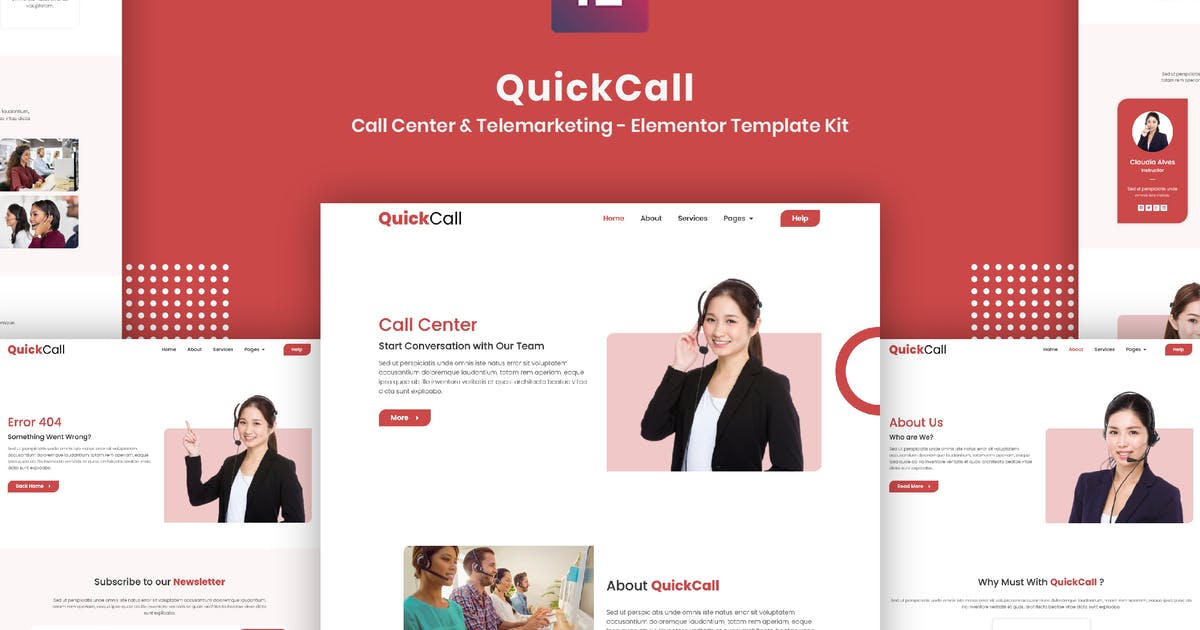 Quick Call – Call Center Elementor Template Kit