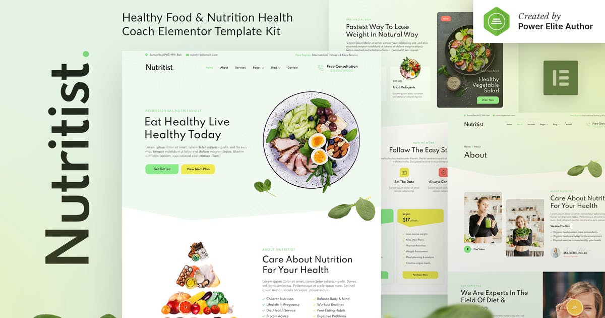 Nutritist – Healthy Food & Nutrition Coach Elementor Template Kit