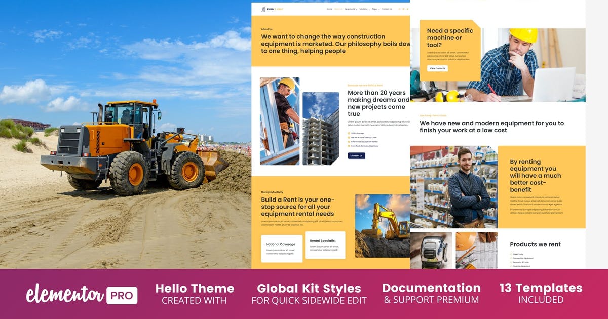 Build-A-Rent – Construction Equipment Rental Elementor Template Kit