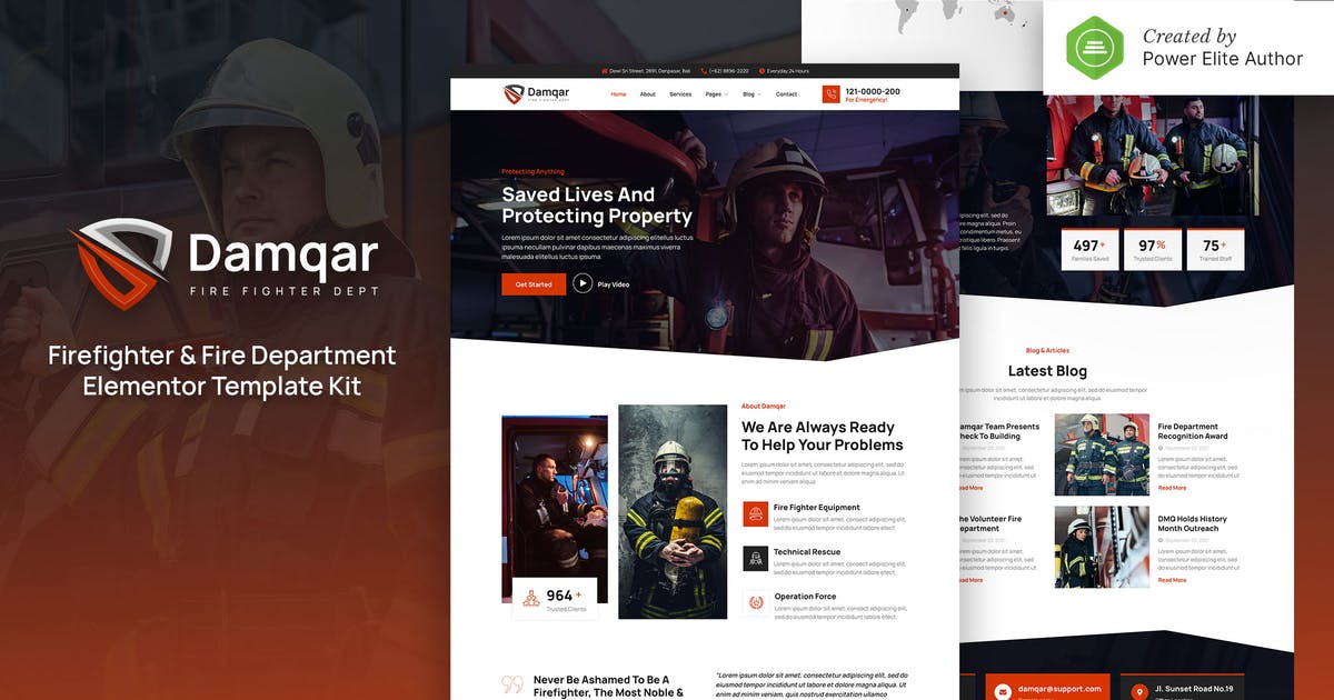 Damqar – Firefighter & Fire Department Elementor Template Kit