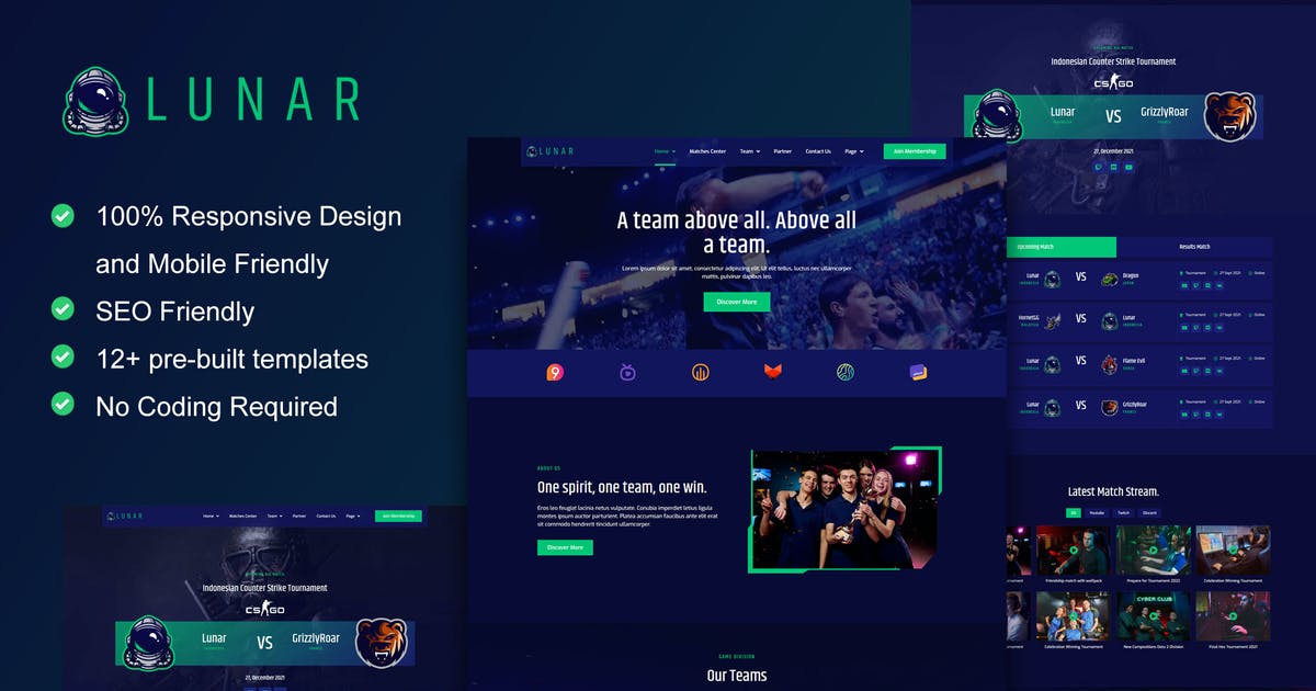 Lunar – Esports & Gaming Elementor Template Kit