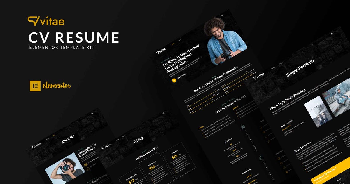 Vitae – CV Resume Elementor Template Kit