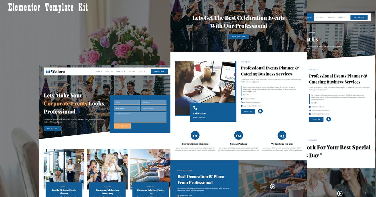 Wedora – Events Planner Business Elementor Template Kit